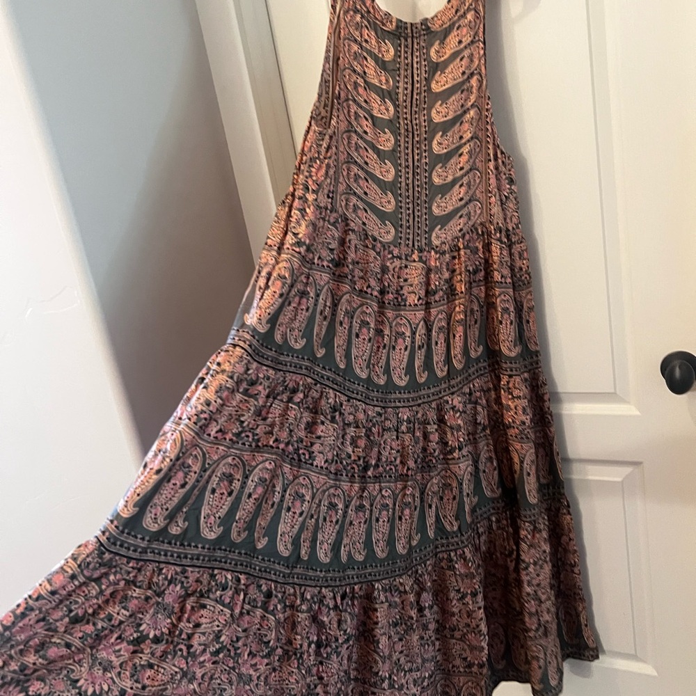 Anthropologie Omika Paola Maxi Dress, Size M, Pink & Olive Green, Boho, Pockets - Picture 9 of 10